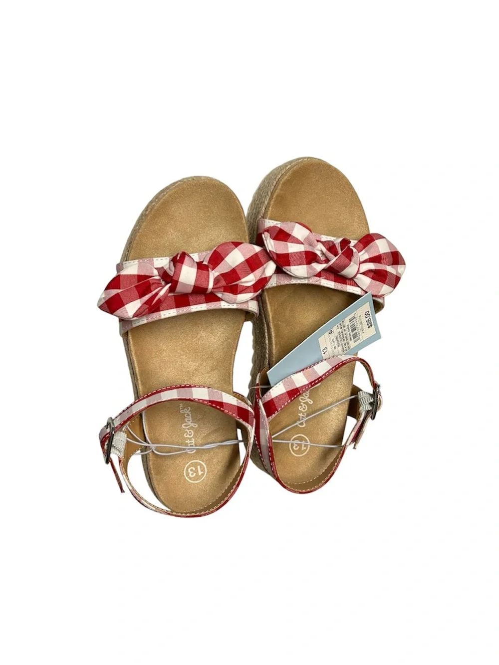 Cat & Jack Red and White Gingham Bow Sandals